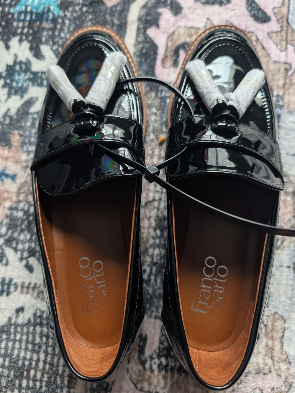 Franco Sarto Black Patent Loafers